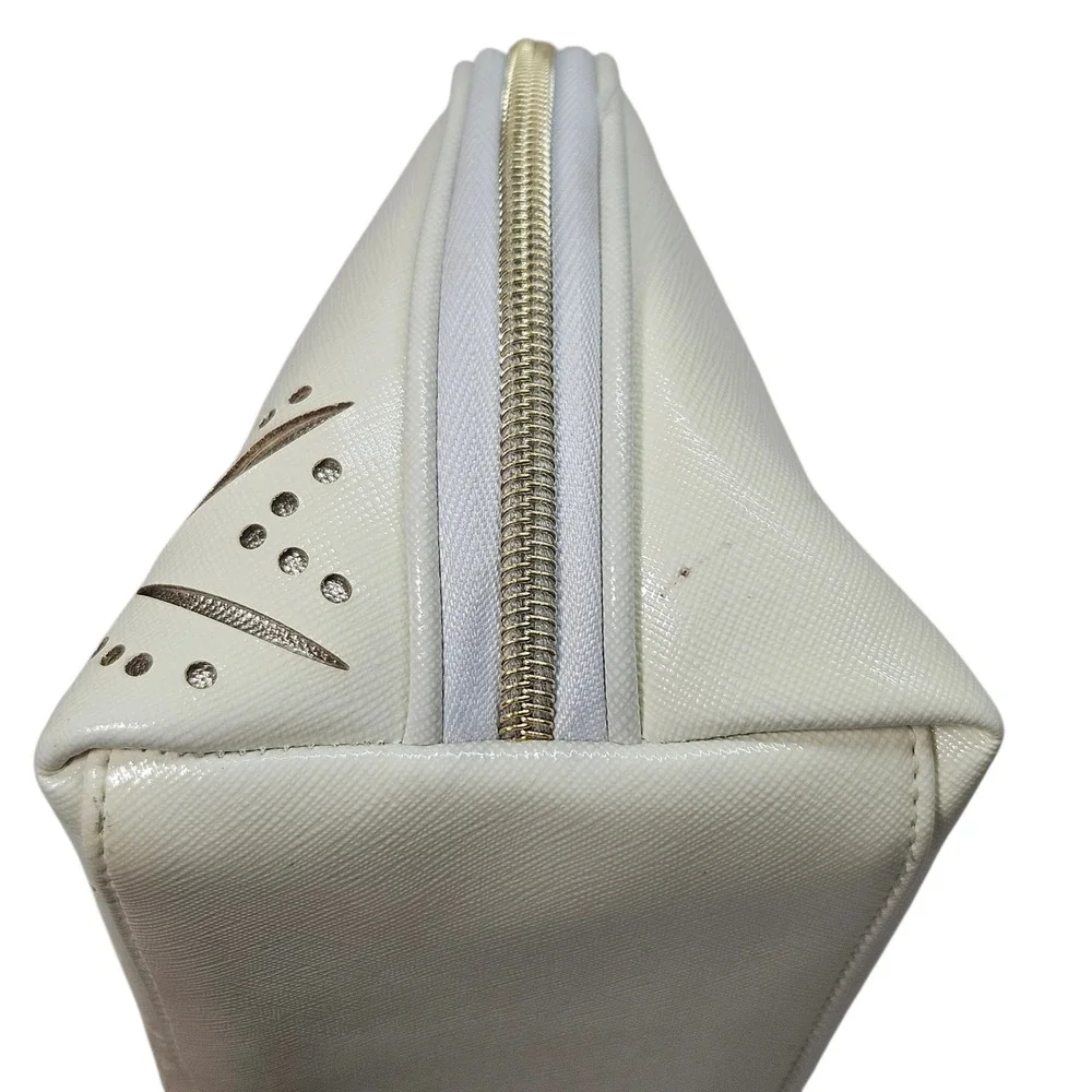 Victorias Secret Cream Laser Cut Floral Dome Cosmetic Bag‎ Makeup Travel Pouch